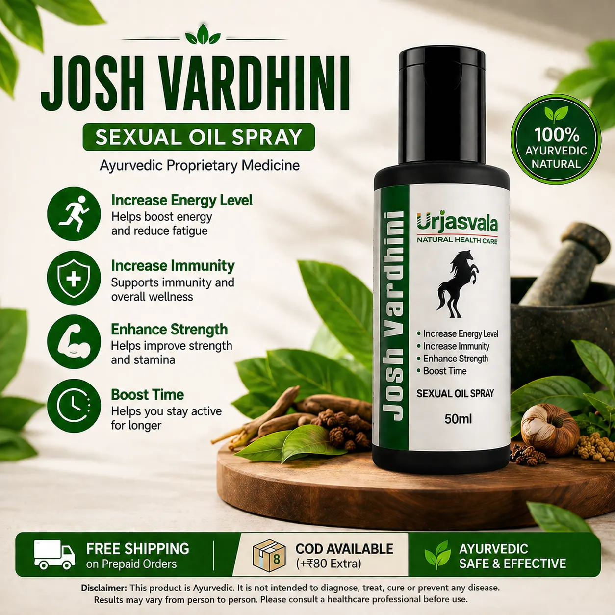 Urjasvala Josh Vardhini Oil for Men's Wellness Massage