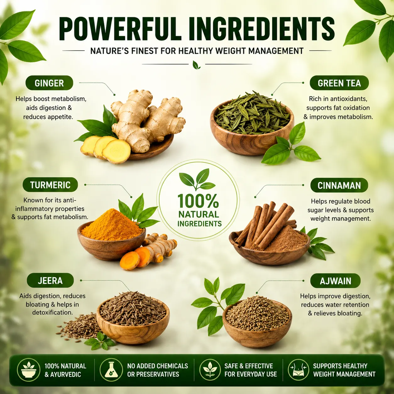 Herbal Ingredients in Urjasvala Ayush Slim Powder