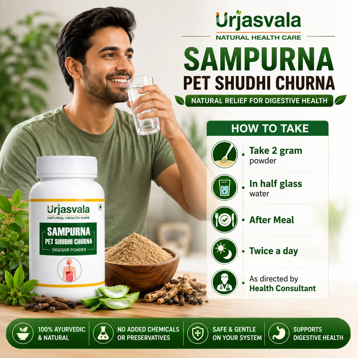 How to Use Urjasvala Sampurna Pet Shudhi Churna