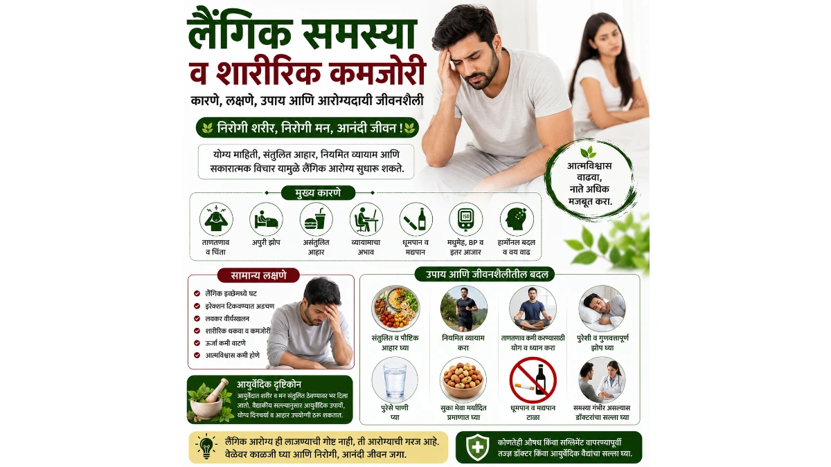 लैंगिक समस्या व शारीरिक कमजोरी – कारणे, उपचार