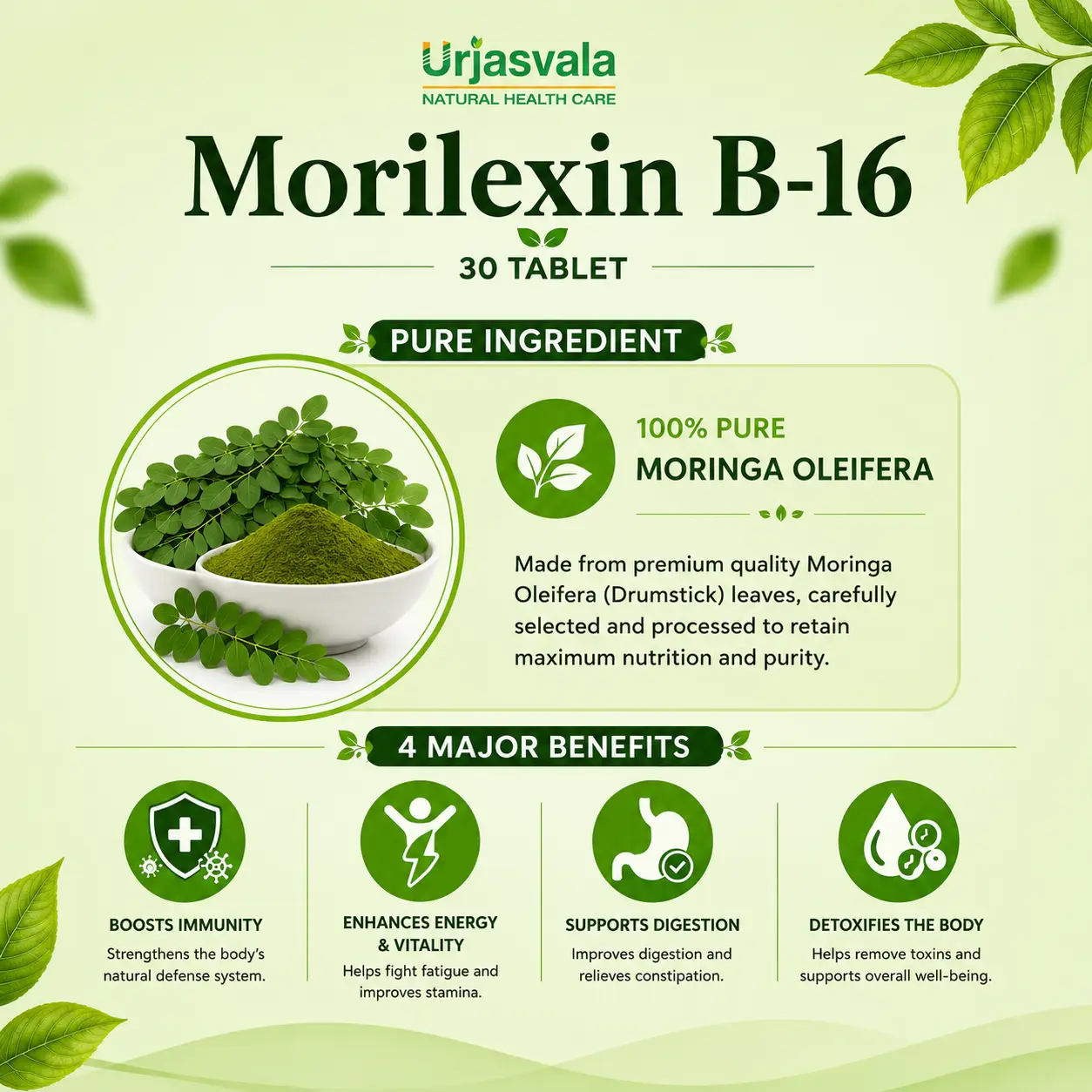 Herbal Ingredients in Urjasvala Morilexin B-16 Tablets
