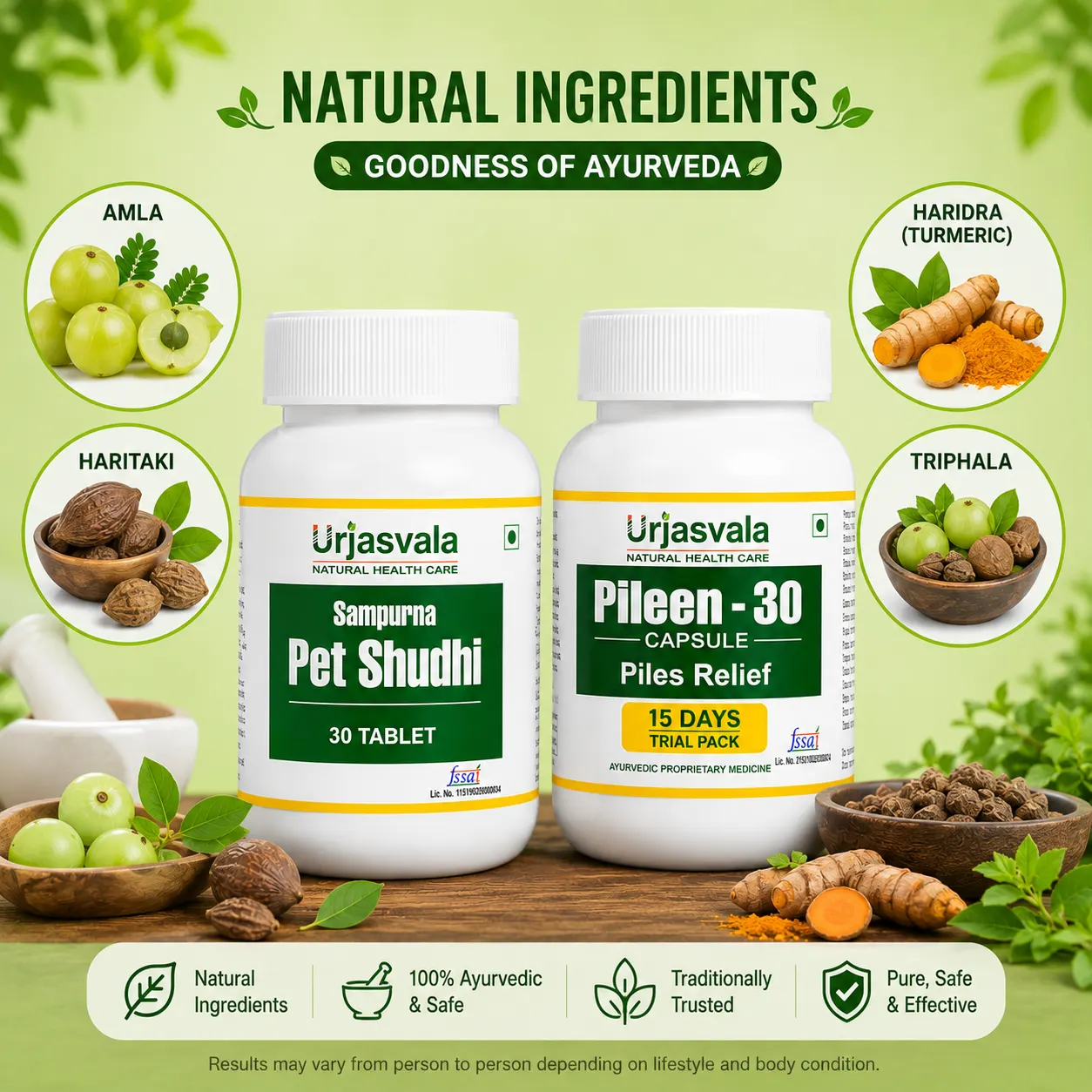 Urjasvala Piles Relief Kit Ingredients