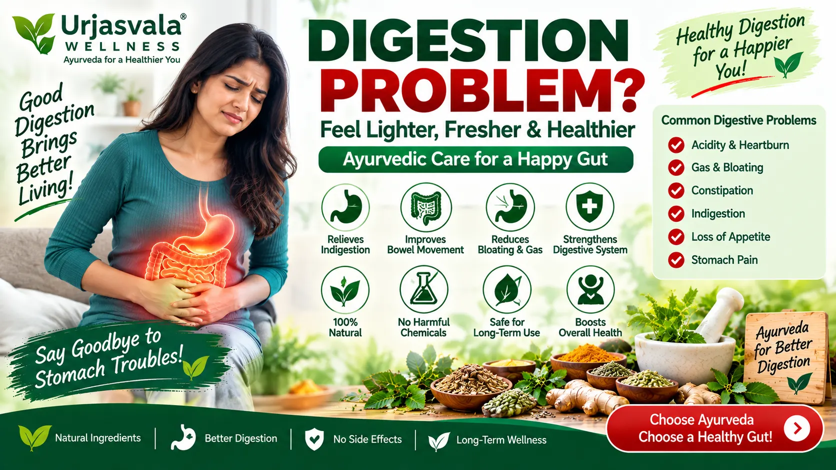 Digestion Problems: Symptoms & Ayurvedic Treatment