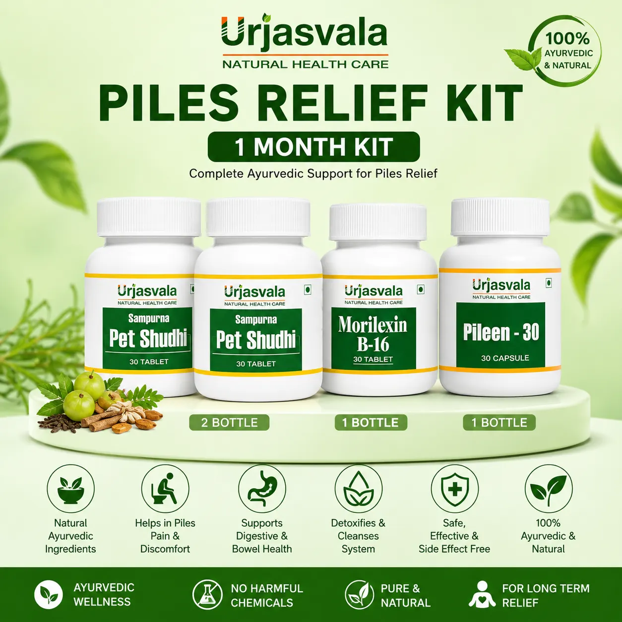30 Days Piles Relief Kit Ayurvedic wellness routine